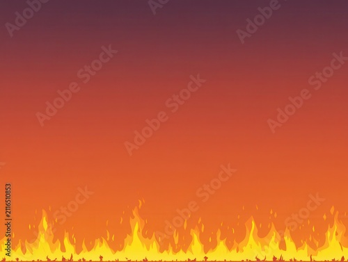 Animated Flames Rising Against a Gradient Sky Background Graphic Illustration Fire Concept Design Element