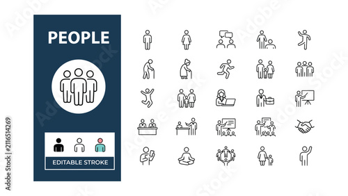 Fotografía Adobe IllustrHuman icon set in line style