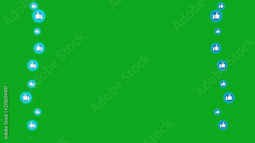 4K 60FPS. Social media Live style animated Like on live video isolated on green backgrounds. 