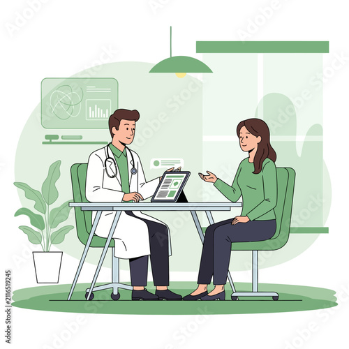 Doctor And Patient Consultation Digital Healthcare Appointment Modern Medical Office Session