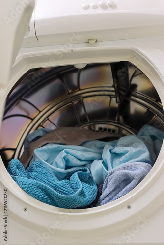 Photography Machine drying laundry at home