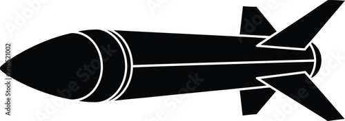 Military guided missile silhouette icon with military silhouette aviation aerospace projectile