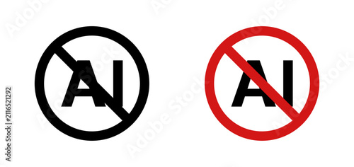 No AI Sign Icons Set