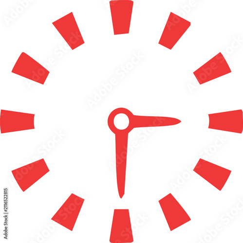 Fotografie Red clock face with hour and minute hands at six thirty time