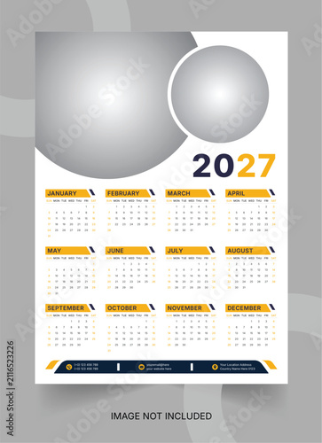 Wall calendar 2027 one page