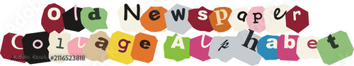 Handmade Ransom Note Style Alphabet Typography Created From Cutout Vintage Newspaper Paper Pieces