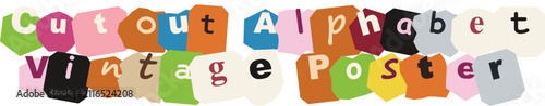 Colorful Retro Style Paper Cutout Collage Alphabet Letters for Creative Typography Design Projects
