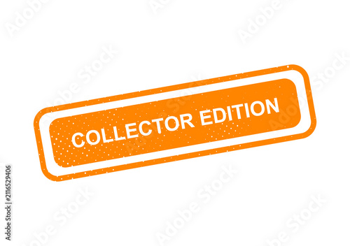 Orange collector edition stamp badge with dotted border illustration
