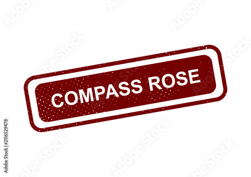 Red vintage compass rose stamp with text illustration