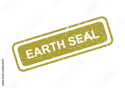 Earth seal stamp with vintage gold color and text label illustration