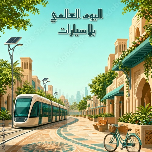 World Car Free Day In A Modern Middle Eastern City Street