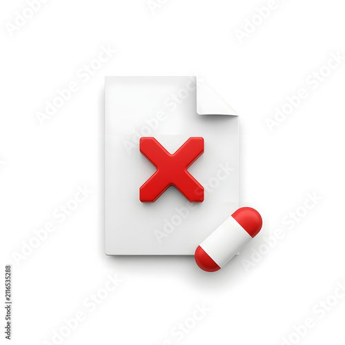 Document Error Page with Red Cross and Eraser Icon Illustration