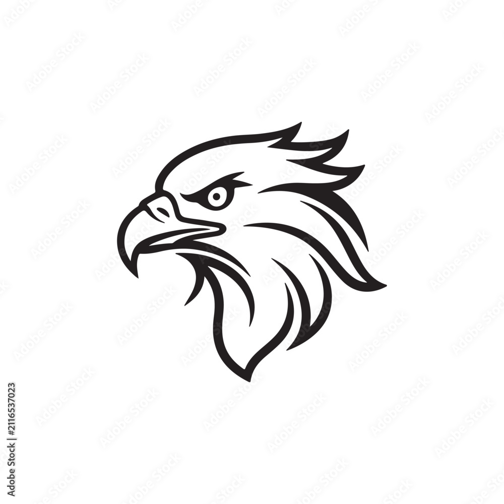 Fototapeta premium Falcon Eagle Head Monoline Logo Illustration