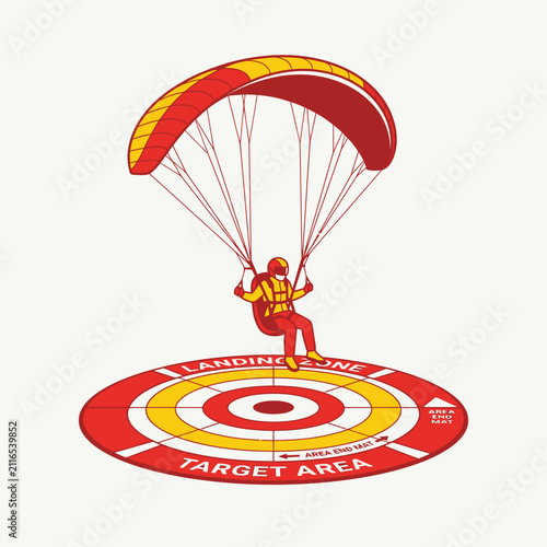 Paraglider Descending Onto Target Landing Zone