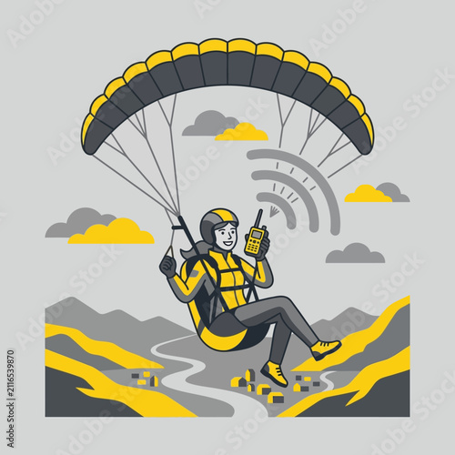 Paraglider Connects Digitally High Above Scenic Terrain