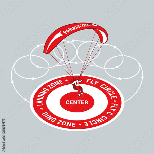 Paraglide Landing Zone Instruction Graphic With Fly Circle Elements