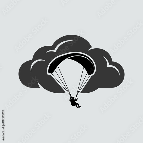 Paraglider Descending Through Clouds Adventure Sport Silhouette
