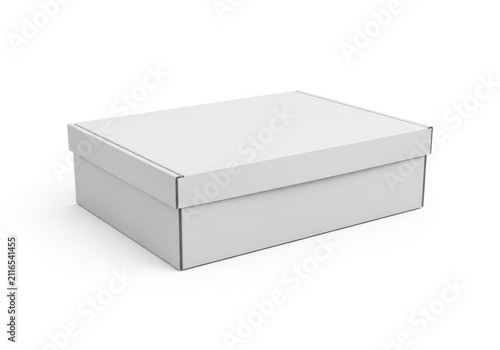 Elegant minimalist rectangular cardboard box with lid isolated on white background