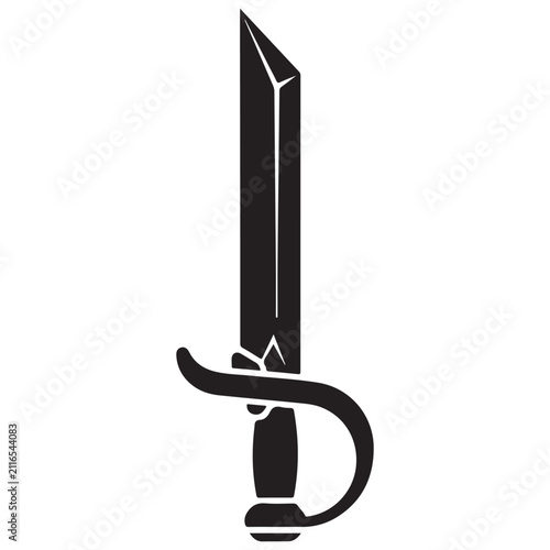 Konstfotografi Sword silhouette vector icon with straight blade and curved handguard for gaming