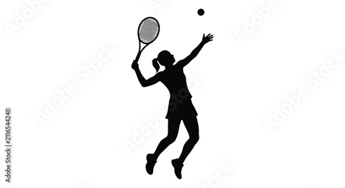 Tennis Player Silhouette Against A White Background