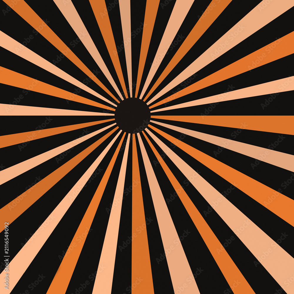 Obraz premium Radial stripes design with orange and black colors