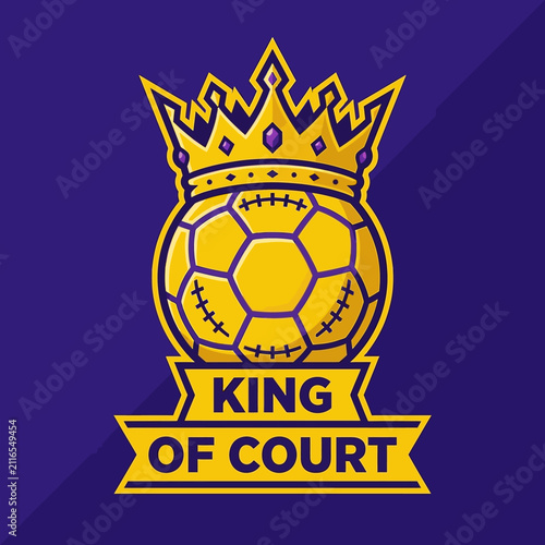 King Of Court Football Emblem With Golden Crown