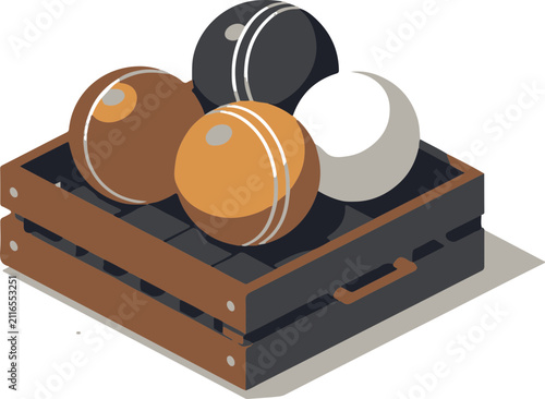 Isometric Bocce Ball Set Icon
