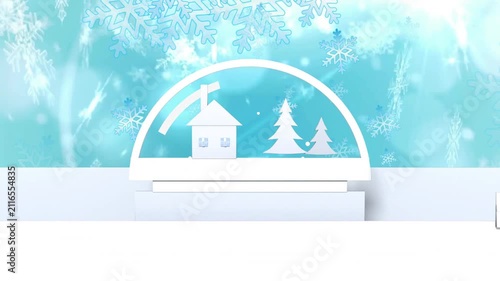 Base appearing starting globe assembling house trees forming snow drifting showing winter scene