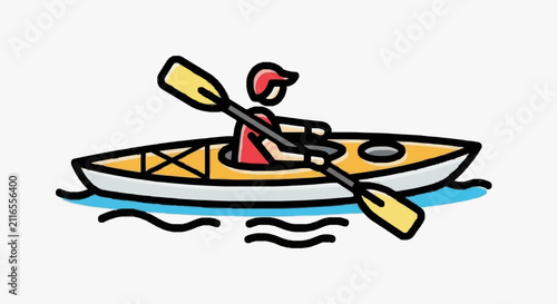 Fotografía Person Kayaking in Bright Boat on Water.