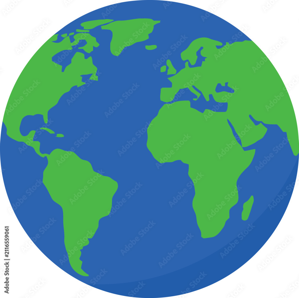 Obraz premium Planet Earth Globe Vector Illustration showing Atlantic Ocean, Africa, Europe, and Americas