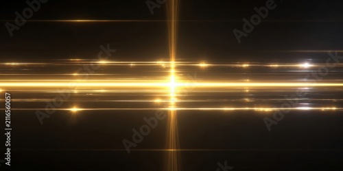Horizontal Gold Light Line with Radiant Shine and Beam Effect
