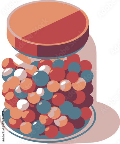 Isometric Candy Jar Icon with Vibrant Colors