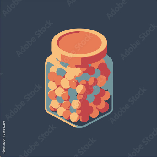 Isometric Candy Jar Icon with Vibrant Colors