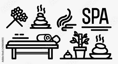 Fotografía Relaxing Spa Retreat Icons.