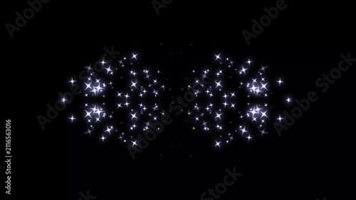 White sparkling star trail animation, magical fairy dust particles, glowing luxury glitter overlay, black background, cinematic motion graphics, seamless 4k video editing asset