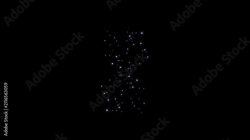 Luxury white sparkle starburst, glowing glitter particle trail, magical fairy dust overlay on, black background, elegant cinematic motion graphics, seamless celebration visual effect