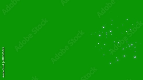 Luxury white sparkle starburst, glowing glitter particle trail, magical fairy dust overlay on, green background, elegant cinematic motion graphics, seamless celebration visual effect