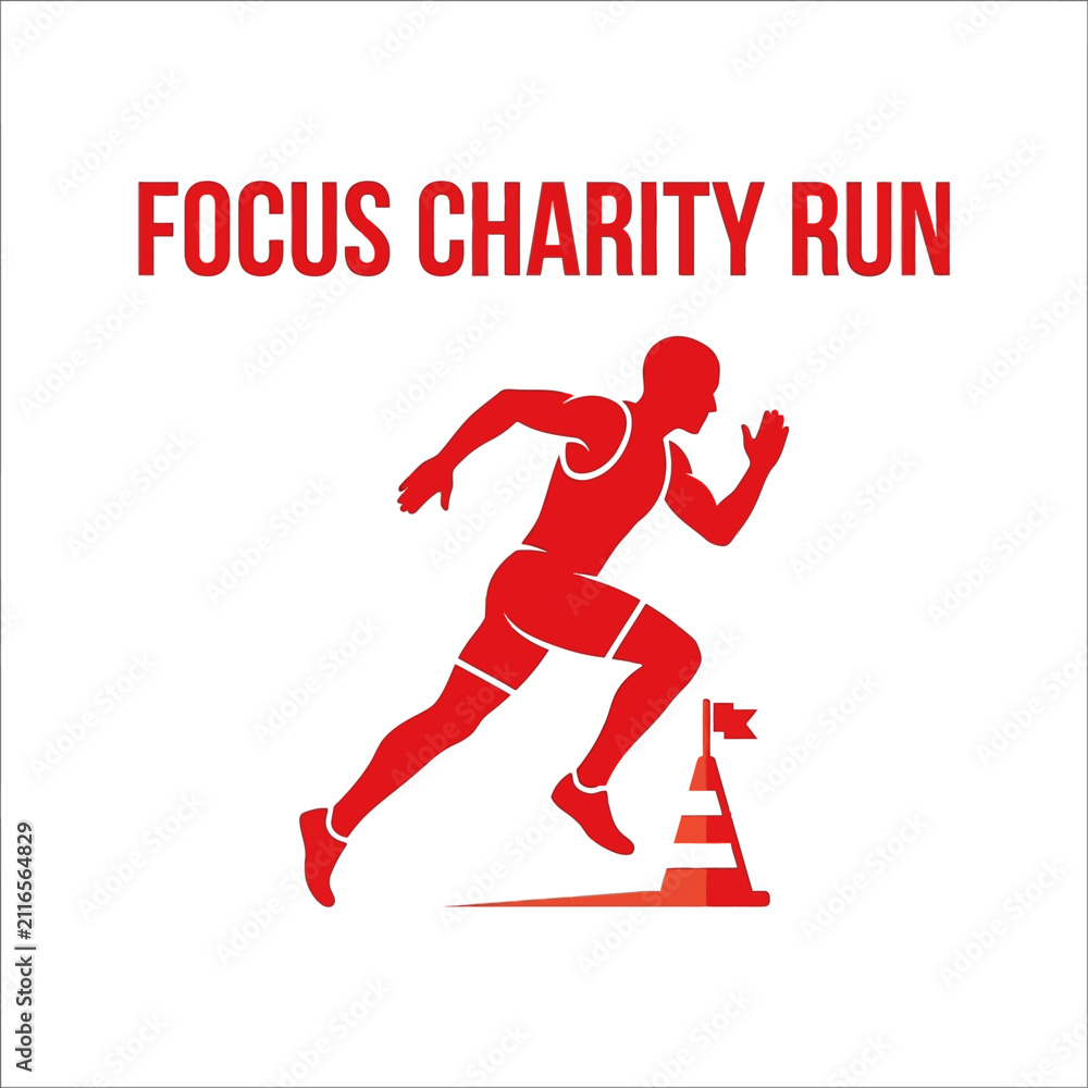 Obraz premium Focus Charity Run Athlete Silhouette Speeding Towards Goal