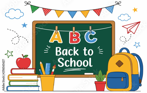 Back to School Chalkboard Vector Illustration