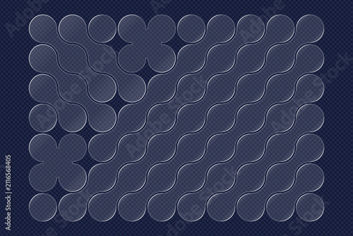 Abstract Glassmorphism Geometric Pattern with Transparent Interlocking Shapes