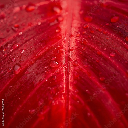 Close-Up of Leaf Veins and Morning Dew