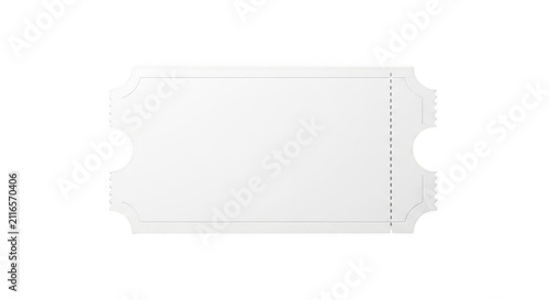 Blank white event ticket isolated on transparent background