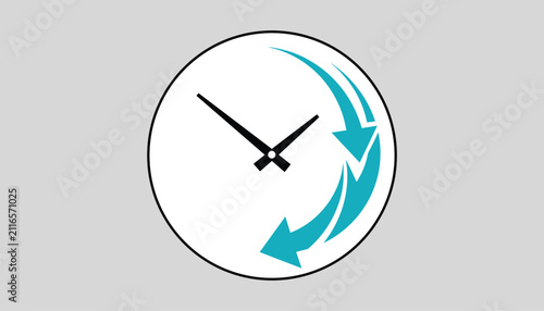 Clock face icon with teal circular arrow representing cycle time management or turnaround on a grey background.