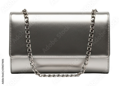 Elegant silver clutch png metallic evening bag png formal silver handbag png isolated transparent background image