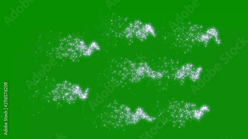White glowing sparkle overlay, glitter star trail animation, fairy dust particle burst, green background, seamless 4k loop, cinematic motion graphics asset for premium video production