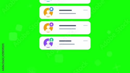 Social Media Notification Popups like comment and repost on Green Screen Background