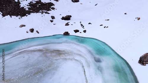 Close-Up Drone View of Roopkund Skeleton Lake, Uttarakhand, India