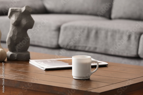 White ceramic coffee mug on...