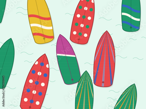 Photography Striped Surfboards Tropical Surf Pattern Background