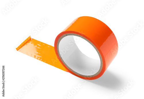 Bright orange roll of adhes...